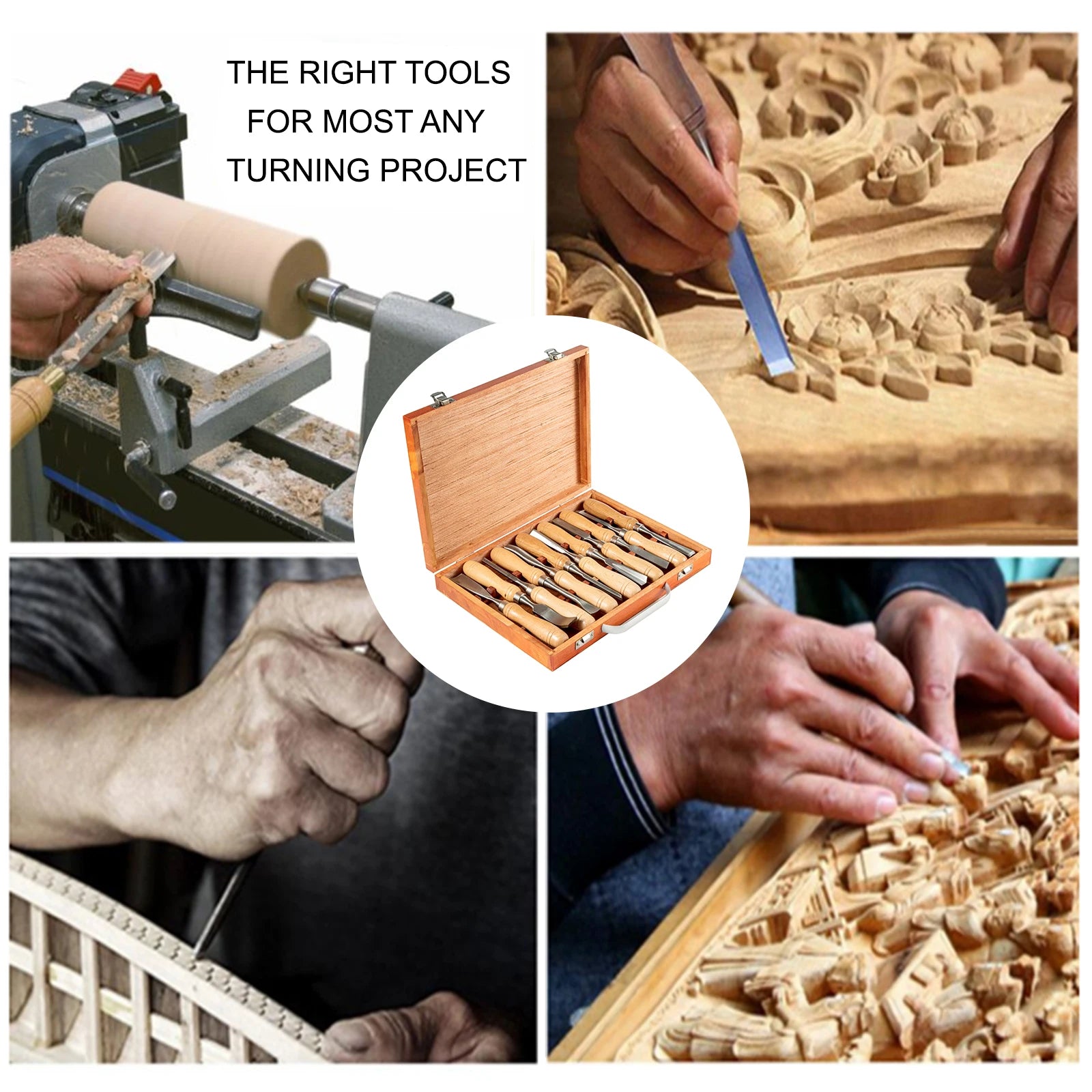 SucceBuy 12PCS Wood Carving Hand Chisel Set Lathe Knife Wood Turning Woodworking Professional Gouges Woodcraft Carpentry Tools