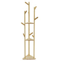 Bamboo Corner Tree Coat Rack Stand with Hooks And Shelves Clothes Hanger for Entryway Bedroom Organization