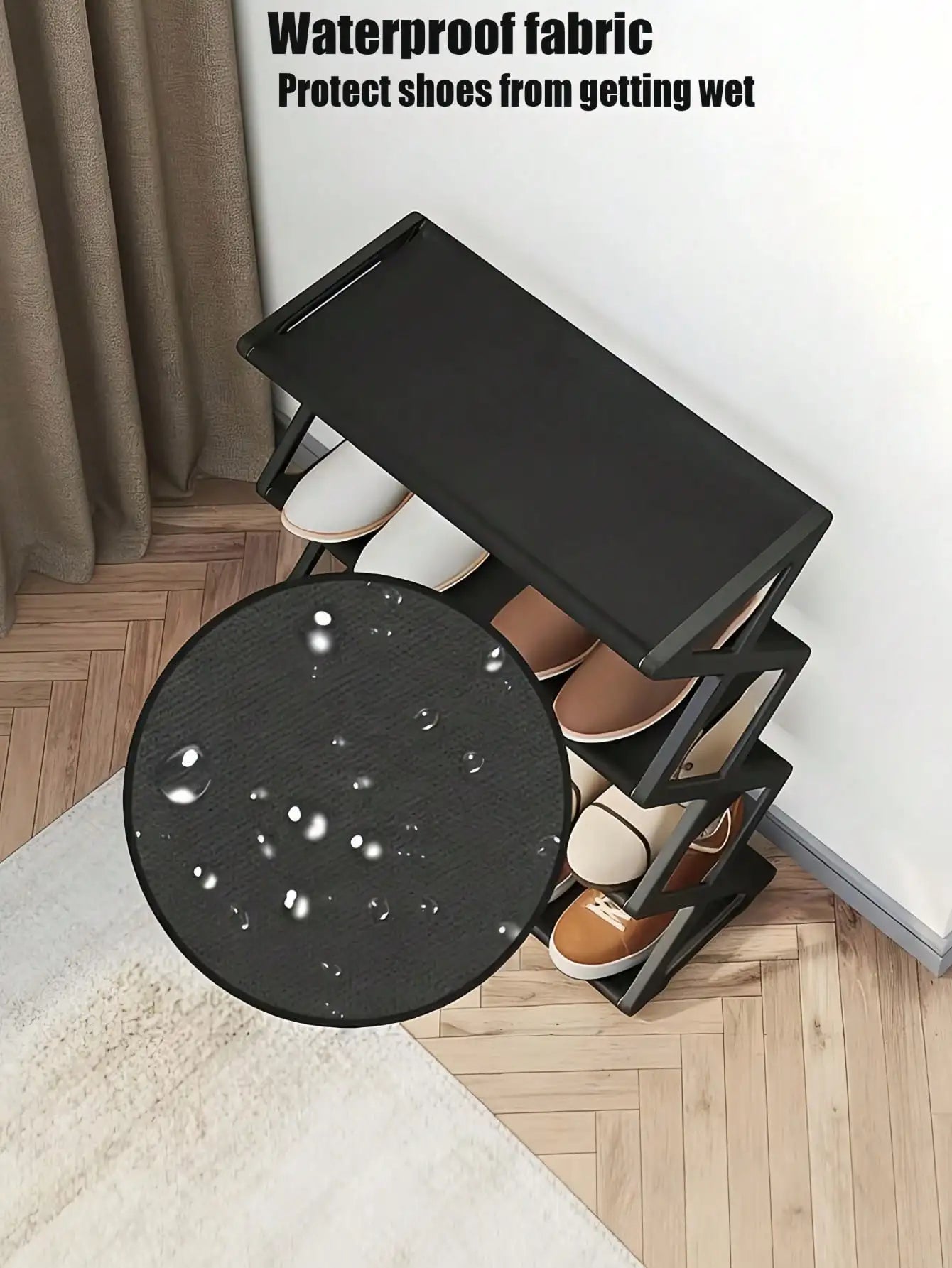 4-Tier Folding Shoe Rack | Space-Saving Storage Solution, X-Shaped Frame Plastic Organizer, Vintage Design, No Assembly Required, Suitable For Entryway, Closet, Kitchen, All-Season Durable Bookshelf ( Plastic Material)